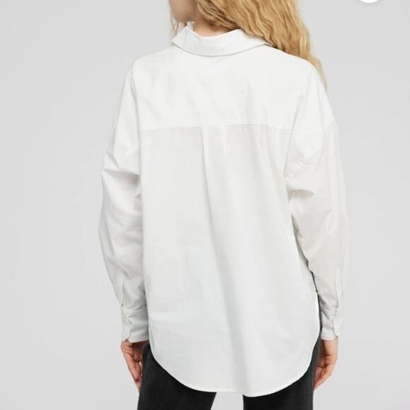 Outland Denim organic cotton Margot button down Shirt - White Sz M NWT - Picture 3 of 10